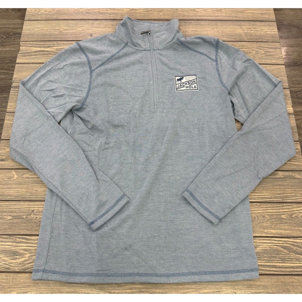Jackson Hole Wyoming 1914 Quarter Zip Pullover Sweater Gray Mens L